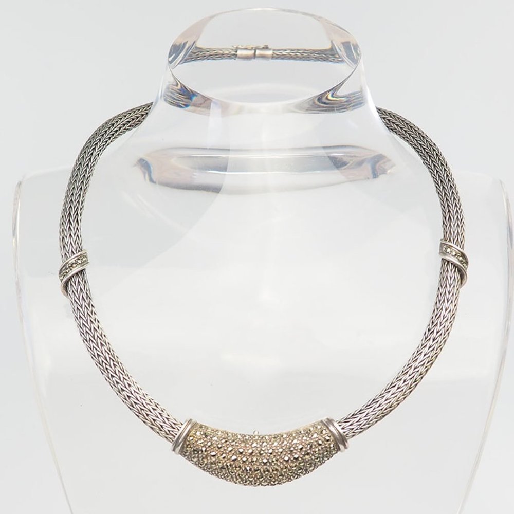 Elegant sterling silver mesh chain removable pendant necklace